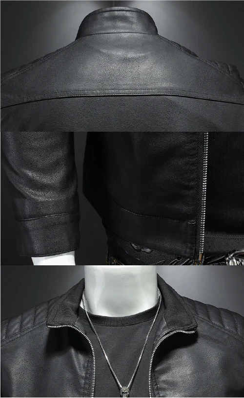 Jaqueta Masculina em Couro Genuíno Impermeável e Durável