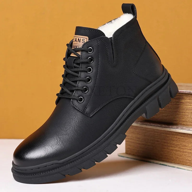 Bota Masculina de Inverno em Couro Tecnológico - Resistente e Elegante