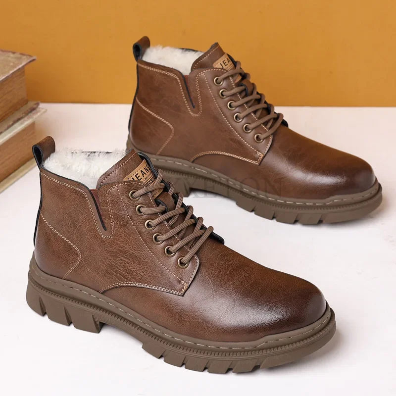 Bota Masculina de Inverno em Couro Tecnológico - Resistente e Elegante