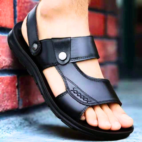 Sandália Masculina em Couro com Conforto Ortopédico e Elegância