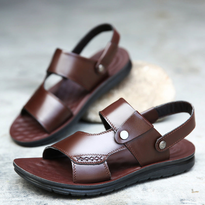 Sandália Masculina em Couro com Conforto Ortopédico e Elegância