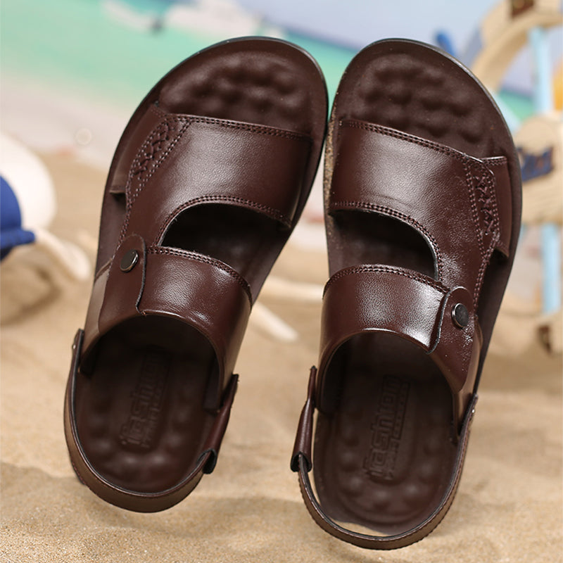 Sandália Masculina em Couro com Conforto Ortopédico e Elegância