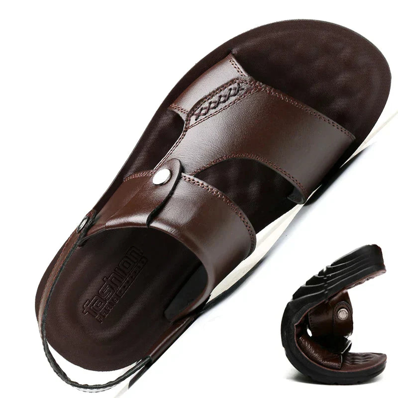 Sandália Masculina em Couro com Conforto Ortopédico e Elegância