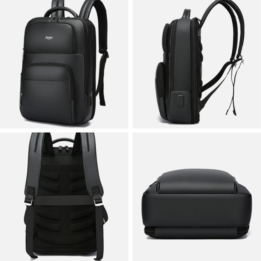 Mochila para Notebook Masculina Jeep Buluo JP606 Preta com Porta USB e Compartimentos