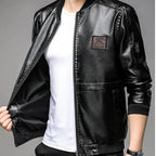 Jaqueta Masculina em Couro Genuíno Impermeável e Resistente a Rasgos