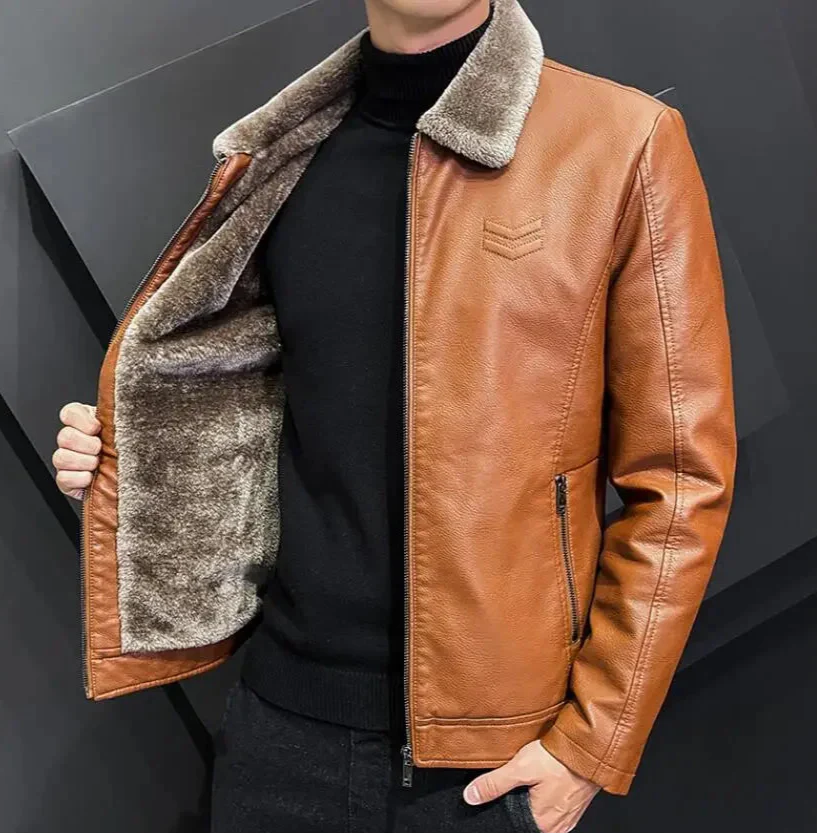Jaqueta Masculina de Couro Tecnológico com Forro Confortável