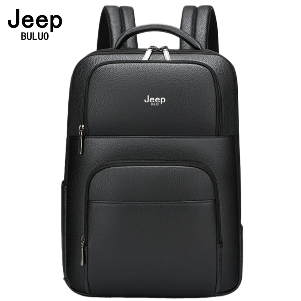 Mochila para Notebook Masculina Jeep Buluo JP606 Preta com Porta USB e Compartimentos