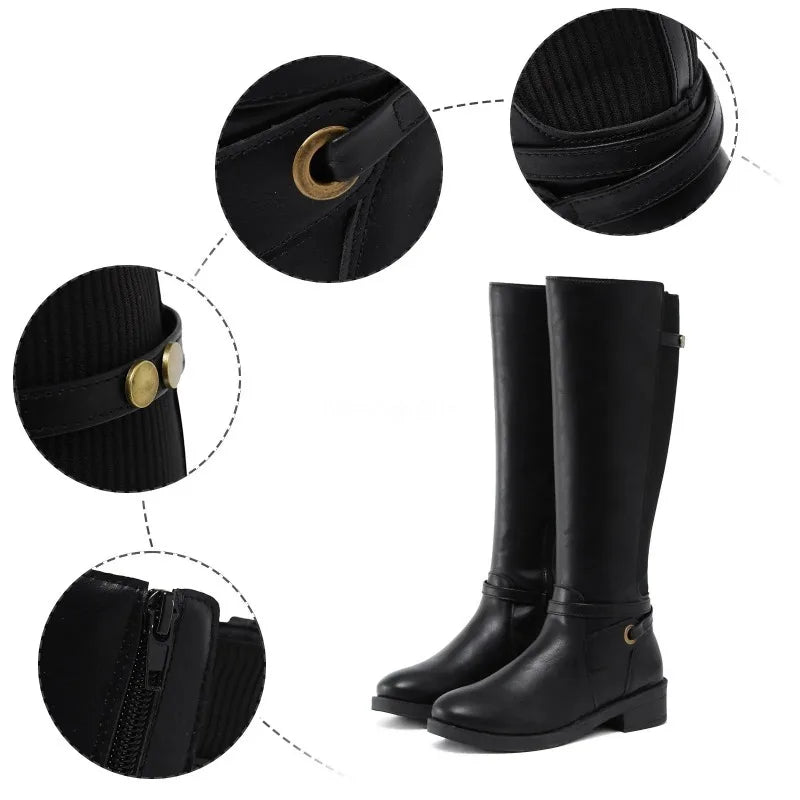 Bota Cano Longo Feminina em Couro Impermeável e Elegante