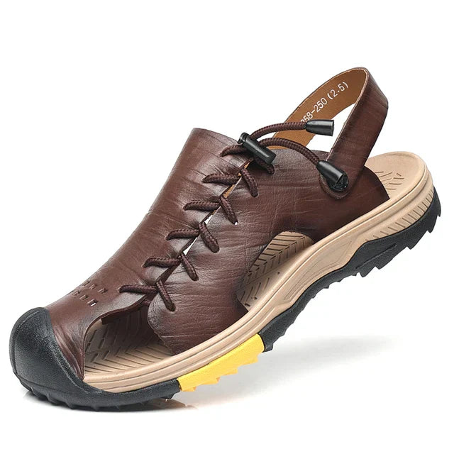 Sandália Masculina em Couro Tecnológico com Conforto Ortopédico