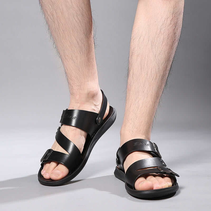 Sandália Masculina em Couro Tecnológico com Conforto Ortopédico