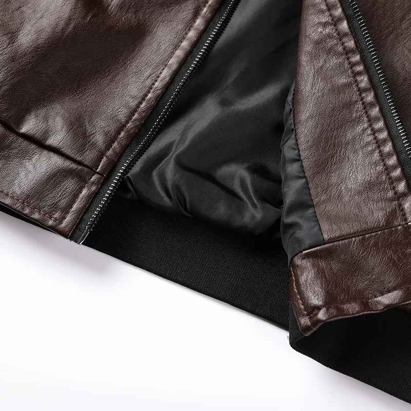 Jaqueta Masculina em Couro Genuíno Impermeável e Resistente a Rasgos