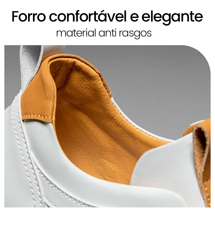 Tênis Masculino em Couro Tecnológico com Costura Manual e Conforto