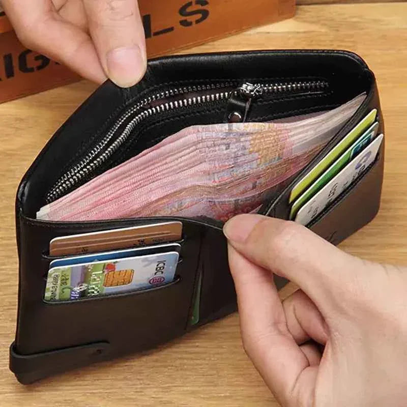 Carteira de Couro Masculino Bison Denim Orion com Zíper e 6 Compartimentos