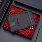 Carteira Slim de Couro Legítimo Bison Denim com 7 Compartimentos