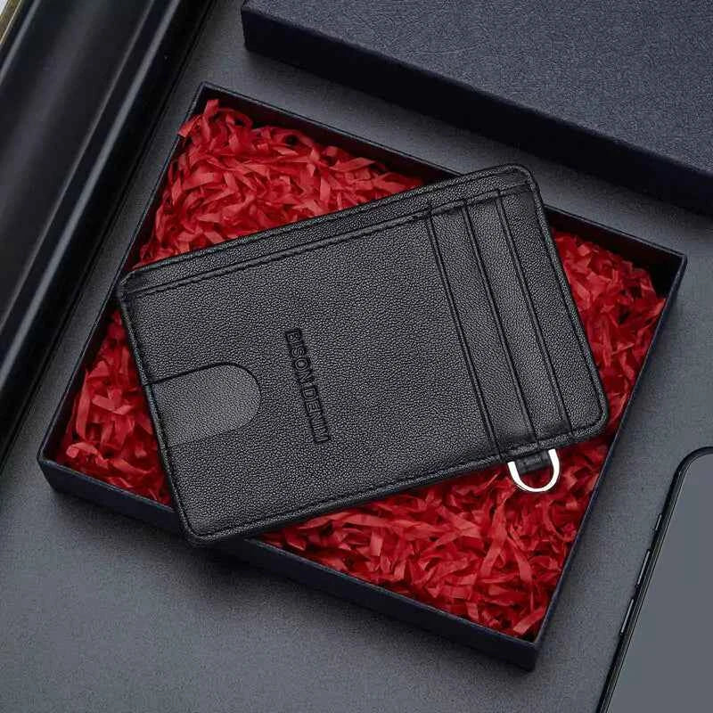 Carteira Slim de Couro Legítimo Bison Denim com 7 Compartimentos