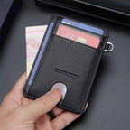 Carteira Slim de Couro Legítimo Bison Denim com 7 Compartimentos