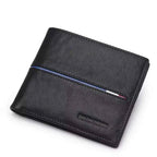 Carteira Masculina de Couro Genuíno Slim Bison Denim Resistente
