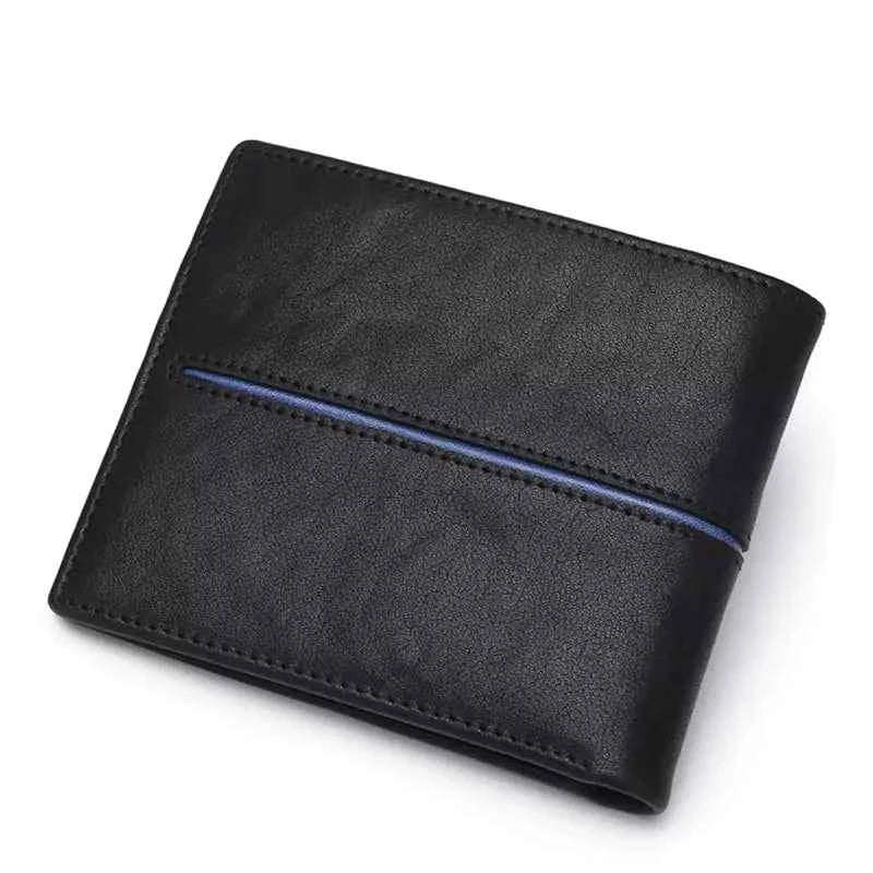 Carteira Masculina de Couro Genuíno Slim Bison Denim Resistente