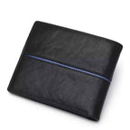 Carteira Masculina de Couro Genuíno Slim Bison Denim Resistente