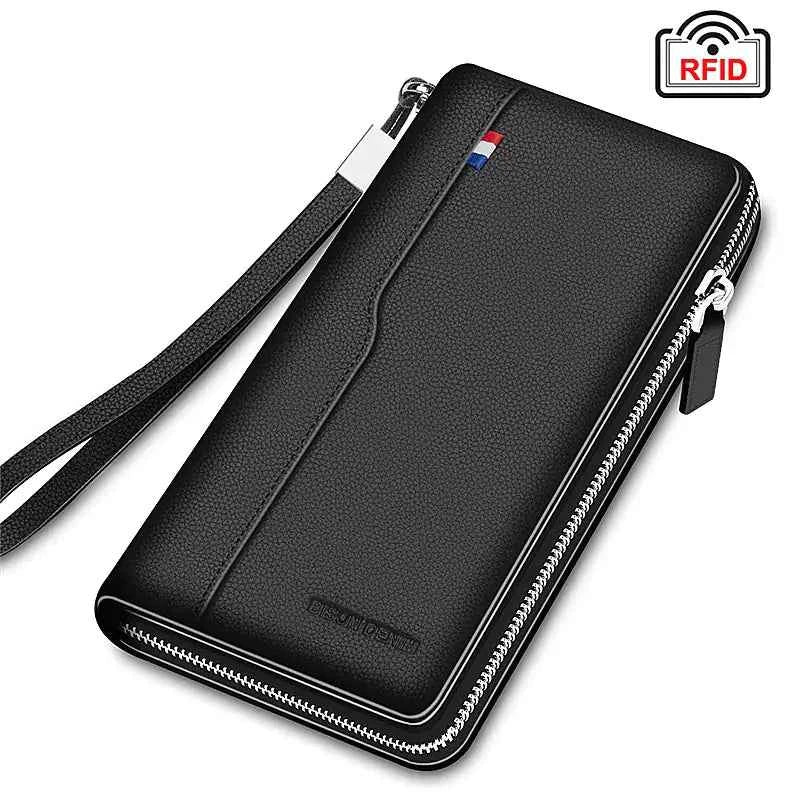 Carteira Masculina Longa em Couro com Proteção RFID Bison Denim