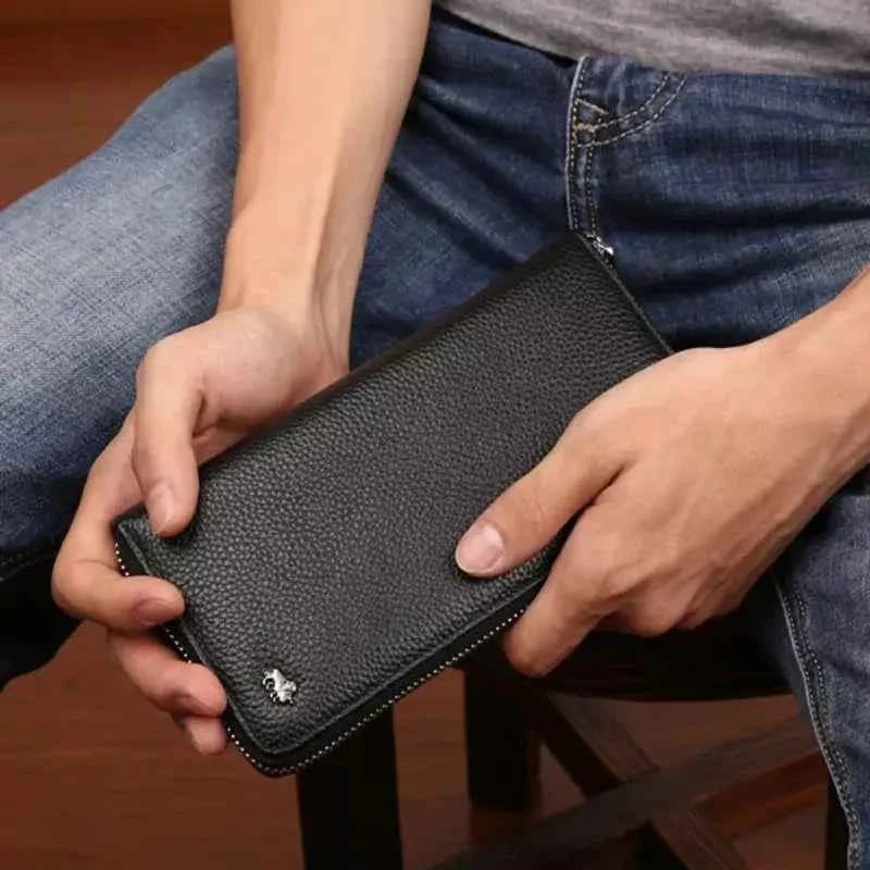 Carteira Masculina Longa em Couro com Proteção RFID Bison Denim