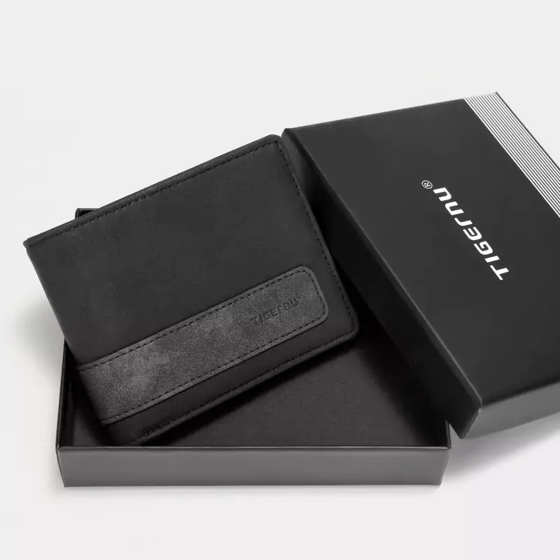 Carteira Masculina Couro Bifold Rocky Slim com Proteção RFID