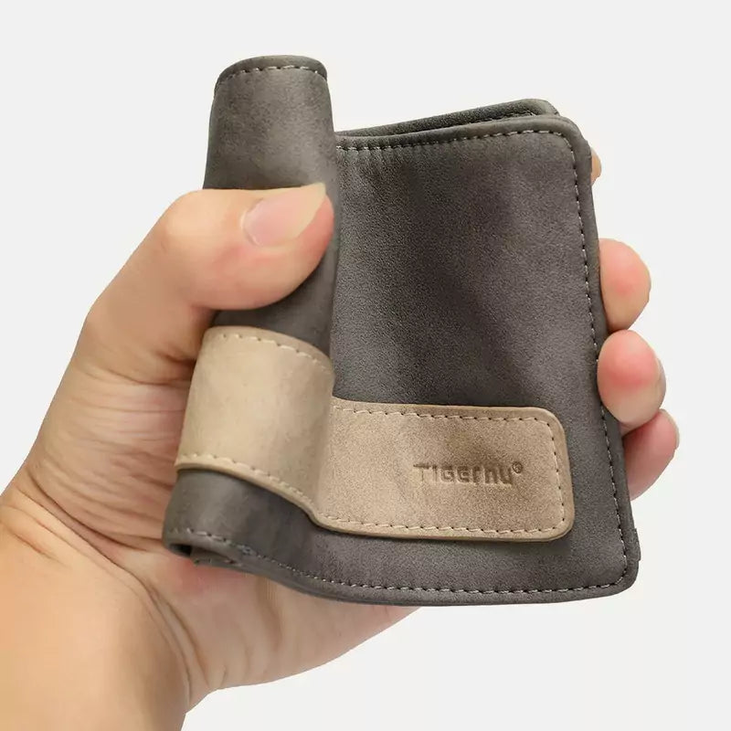 Carteira Masculina Couro Bifold Rocky Slim com Proteção RFID