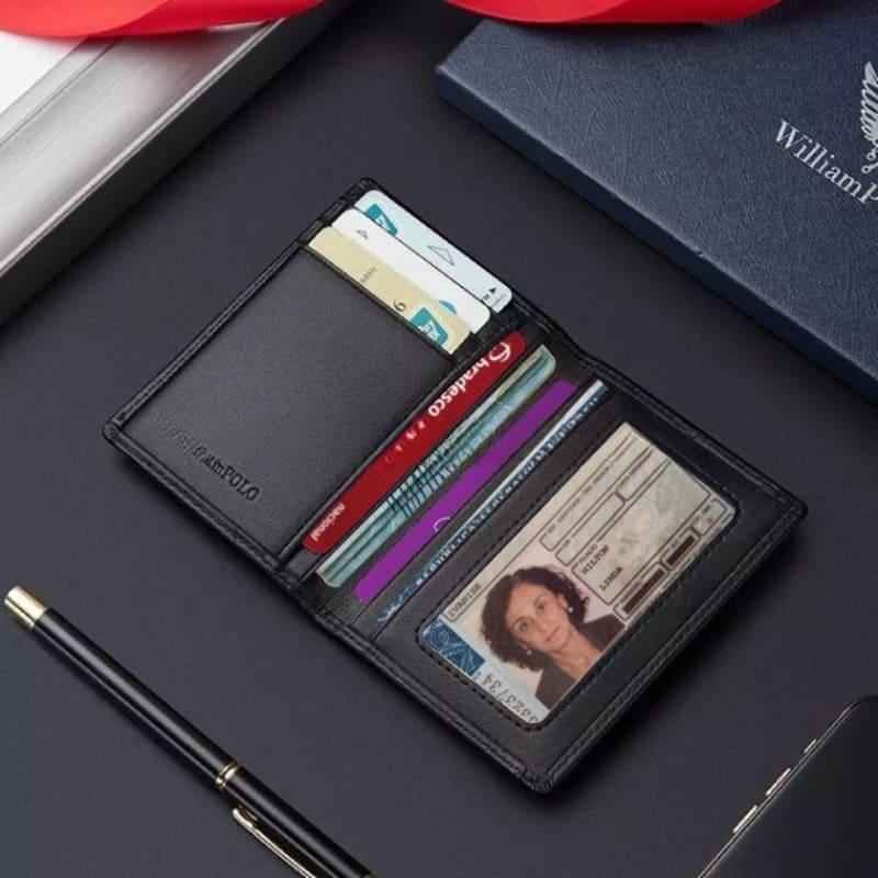 Carteira Masculina Slim em Couro com Proteção RFID Antifurto