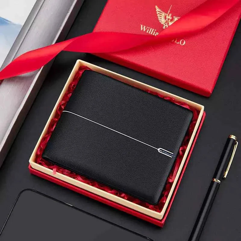 Carteira Bifold William Polo em Couro Genuíno Preto e Elegante