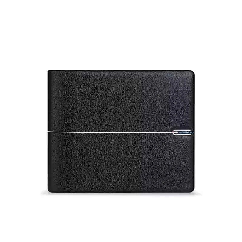 Carteira Bifold William Polo em Couro Genuíno Preto e Elegante