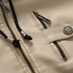 Jaqueta Masculina em Couro Genuíno Impermeável com Capuz