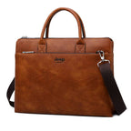 bolsa para notebook, em couro caramelo