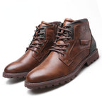 Bota Masculina de Couro Impermeável - Estilo e Durabilidade 15cm