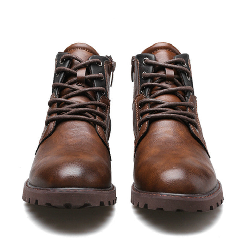 Bota Masculina de Couro Impermeável - Estilo e Durabilidade 15cm