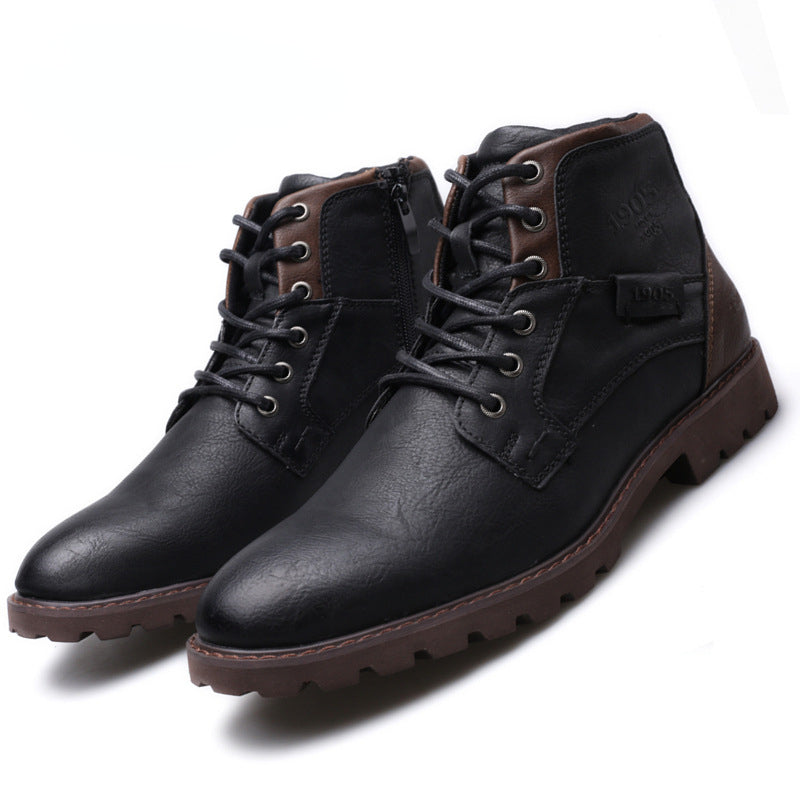 Bota Masculina de Couro Impermeável - Estilo e Durabilidade 15cm