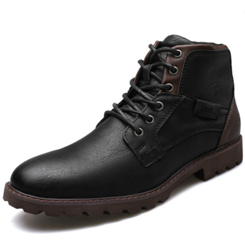 Bota Masculina de Couro Impermeável - Estilo e Durabilidade 15cm