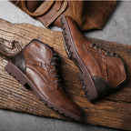 Bota Masculina de Couro Impermeável - Estilo e Durabilidade 15cm