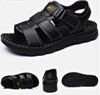 Sandália Masculina de Couro Genuíno com Suporte Ortopédico