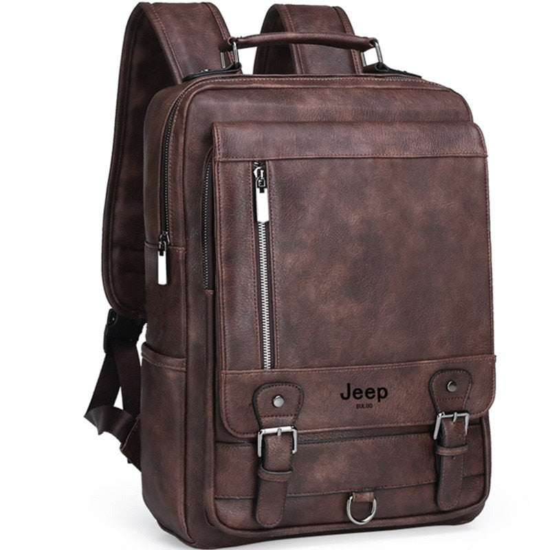Mochila para notebook masculina em couro marrom cafe