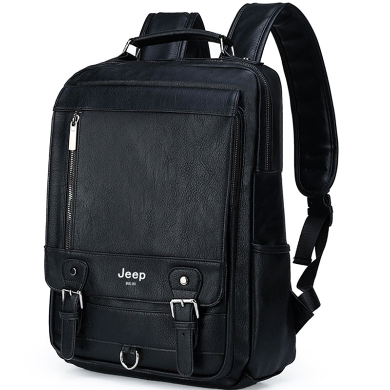 Mochila para notebook masculina em couro preta