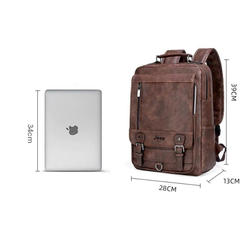 Mochila para notebook masculina em couro