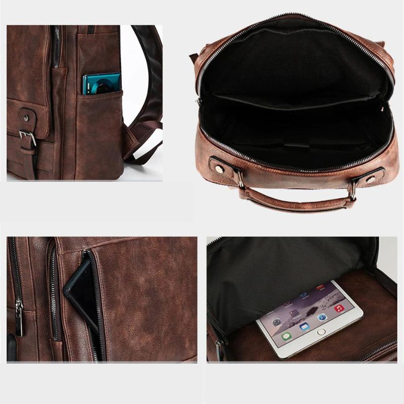 Mochila para notebook masculina em couro