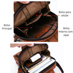 Bolsa masculina de couro transversal tipo mochila