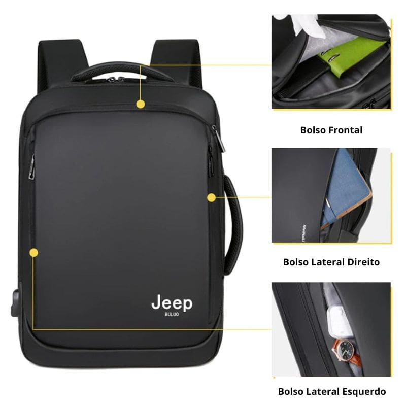 Mochila para notebook com carregador USB e à prova d'água